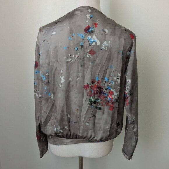 Zara Accessories Long Sleeve Criss Cross Floral Bodysuit, Large - Picture 4 of 7